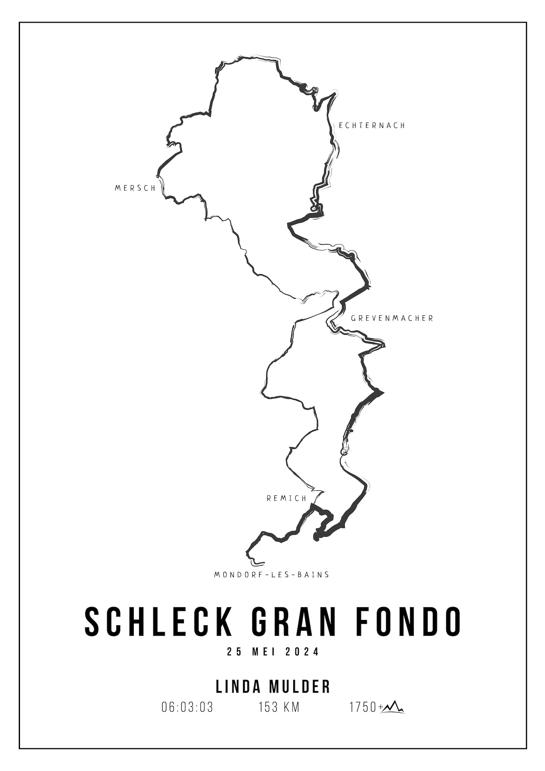 Schleck Gran Fondo - Handmade Drawing - Poster