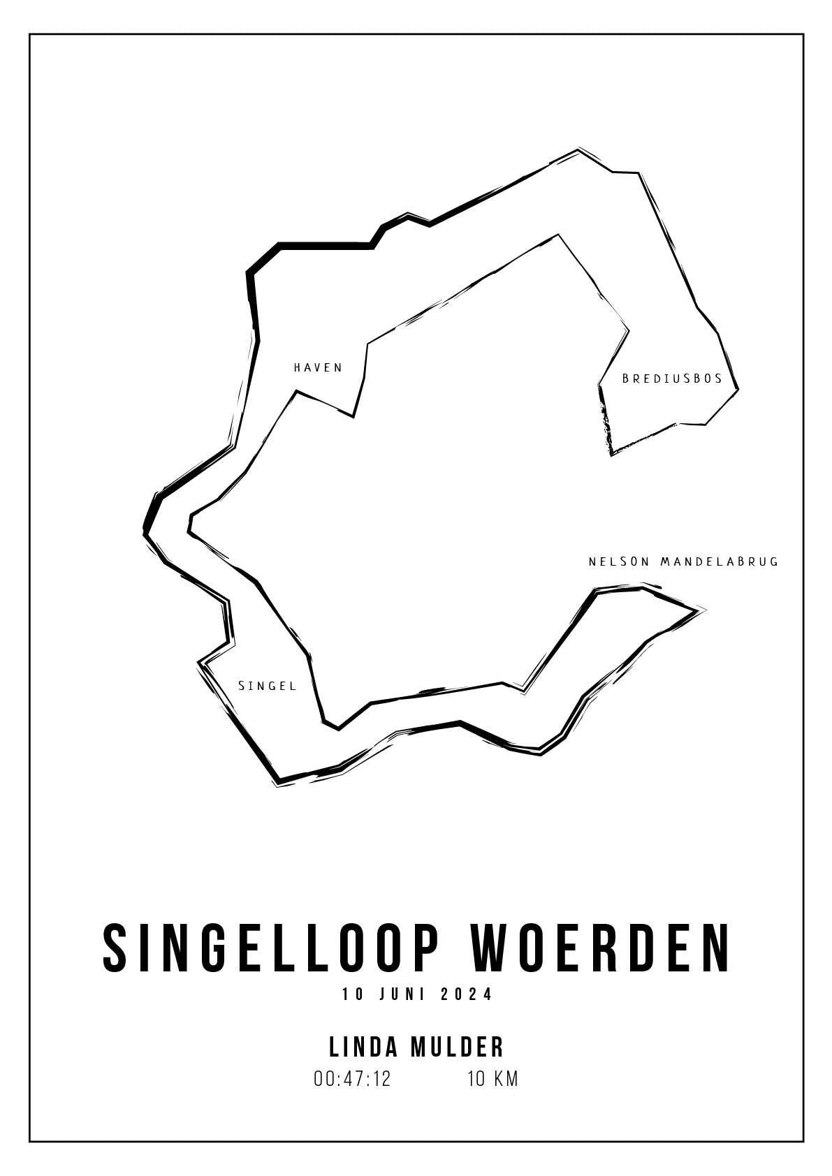 Singelloop Woerden - Handmade Drawing - Poster
