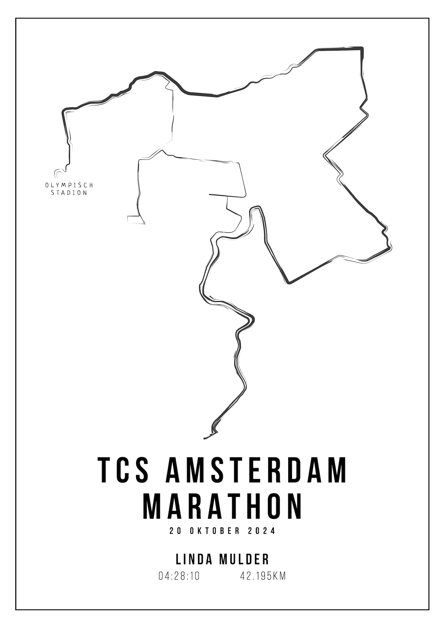 Amsterdam Marathon 2024 I Handmade Drawing I Poster