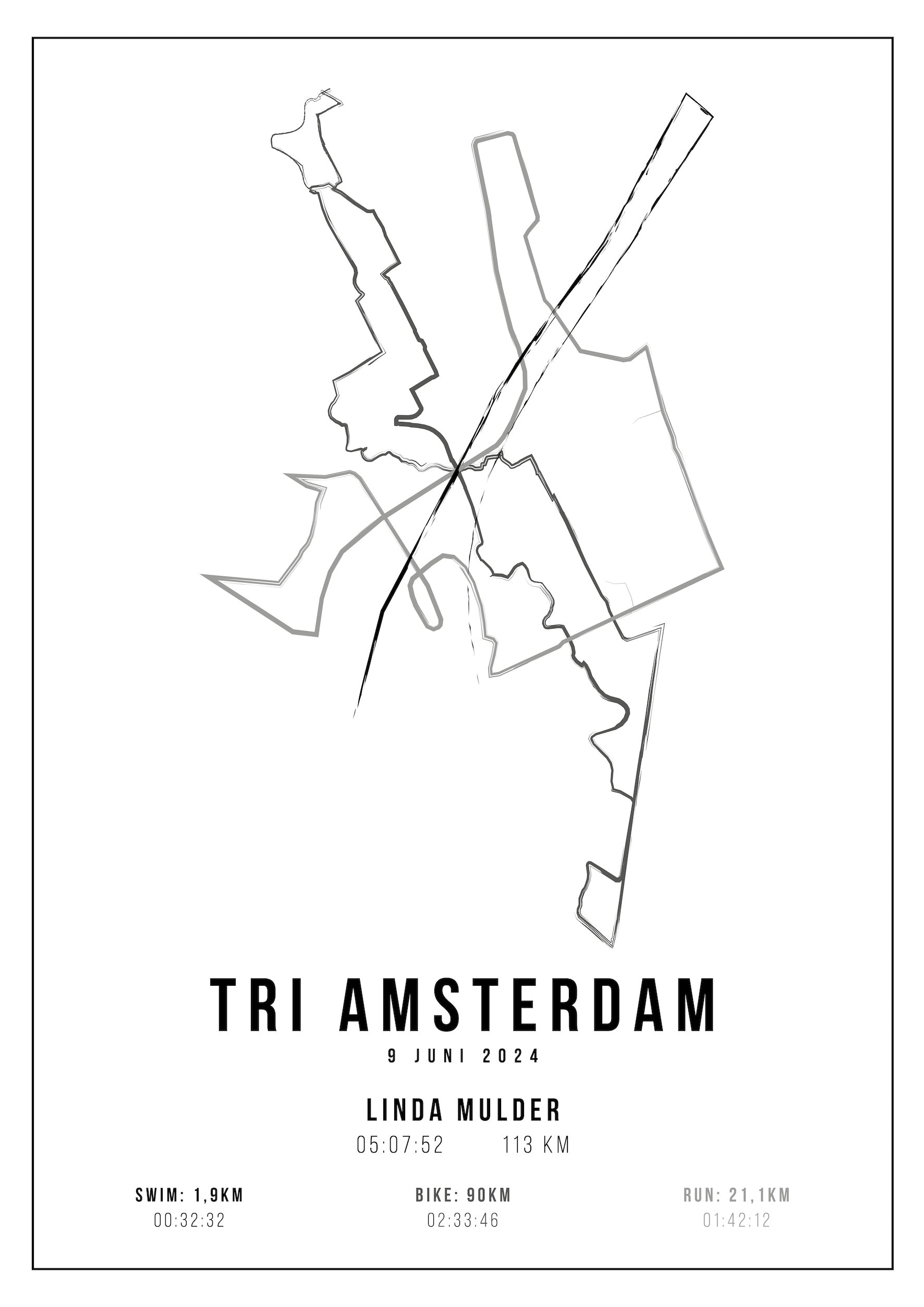 Tri Amsterdam - Handmade Drawing - Poster