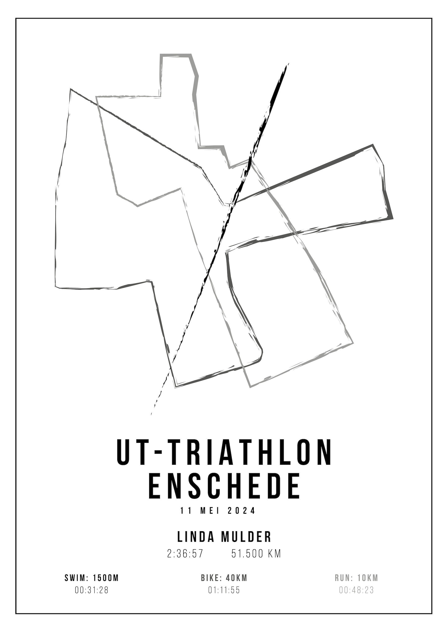 UT-Triathlon Enschede 2024 - Handmade Drawing - Poster