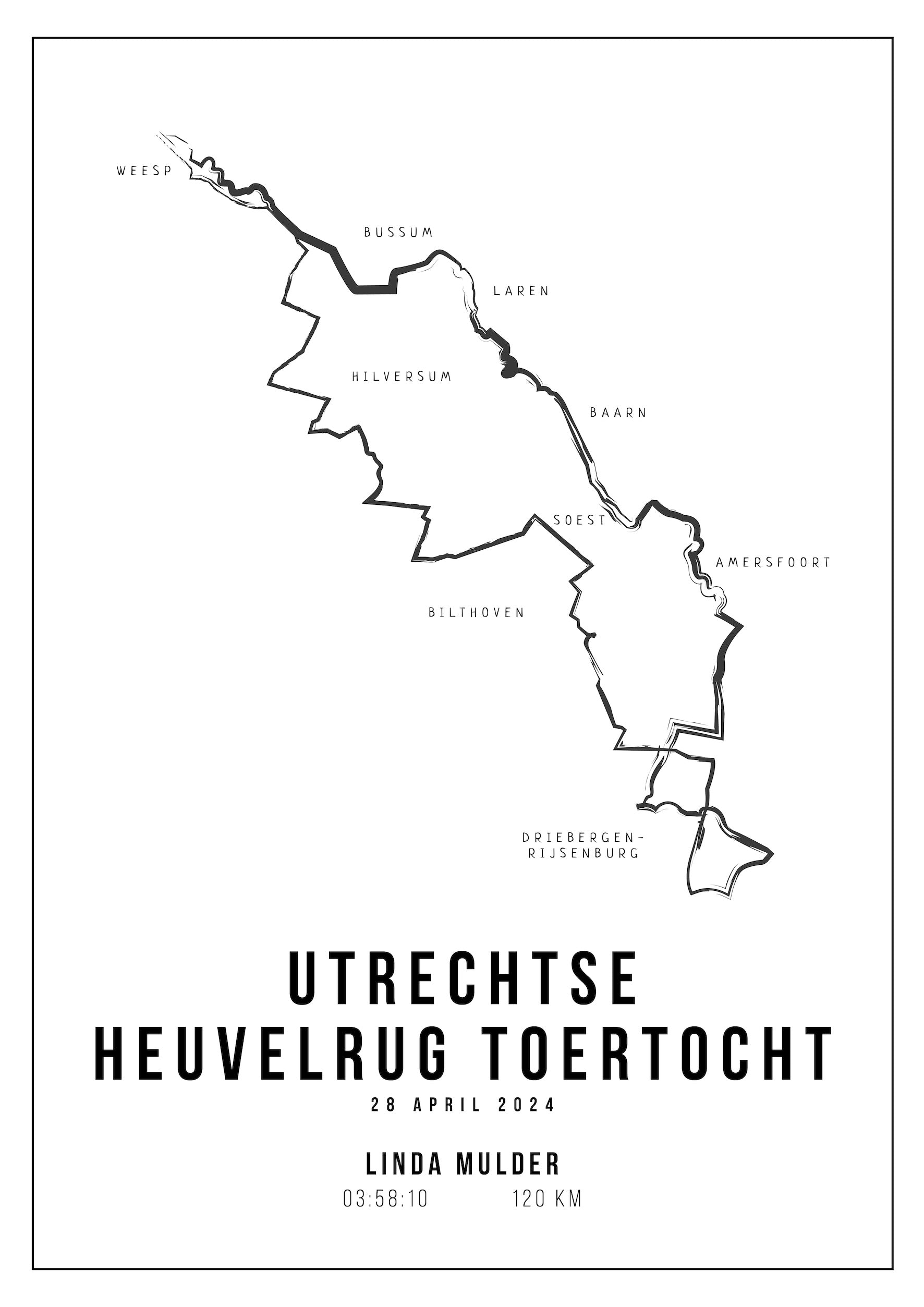 Utrechtse Heuvelrug Toertocht I Handmade Drawing I Poster