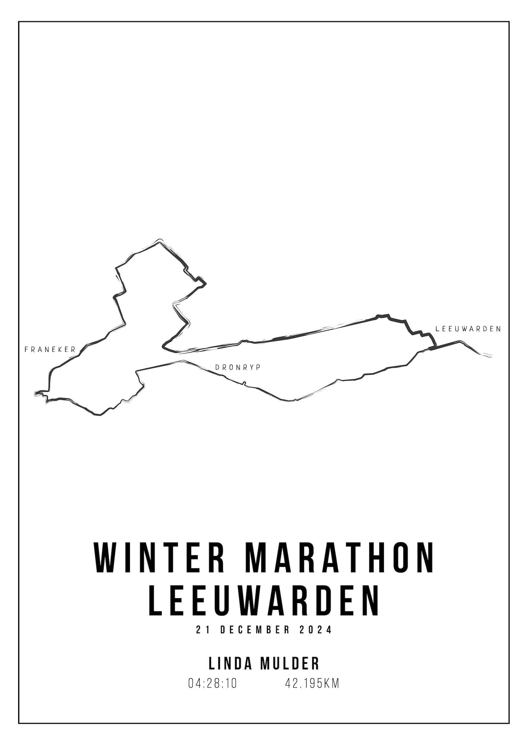 Winter Marathon Leeuwarden I Handmade Drawing I Poster