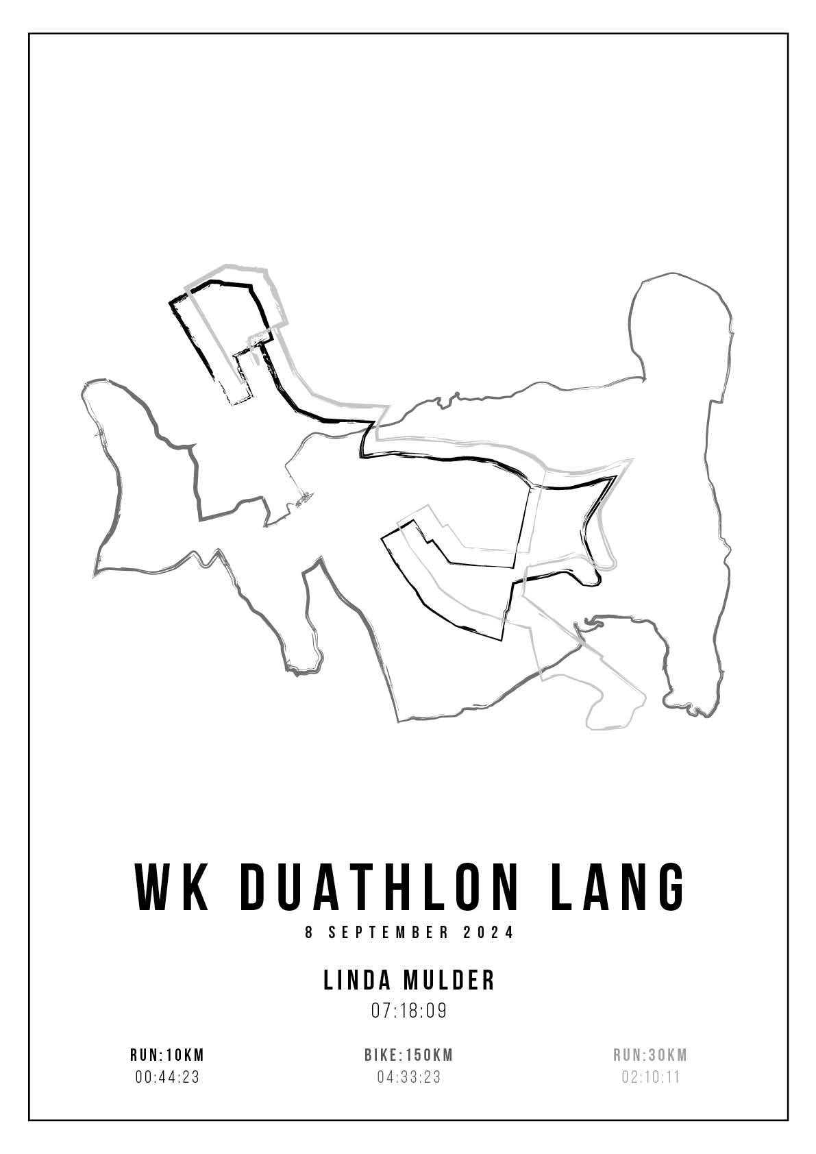 Poster met naam I WK Duathlon Lang 2024 I Handmade Drawing