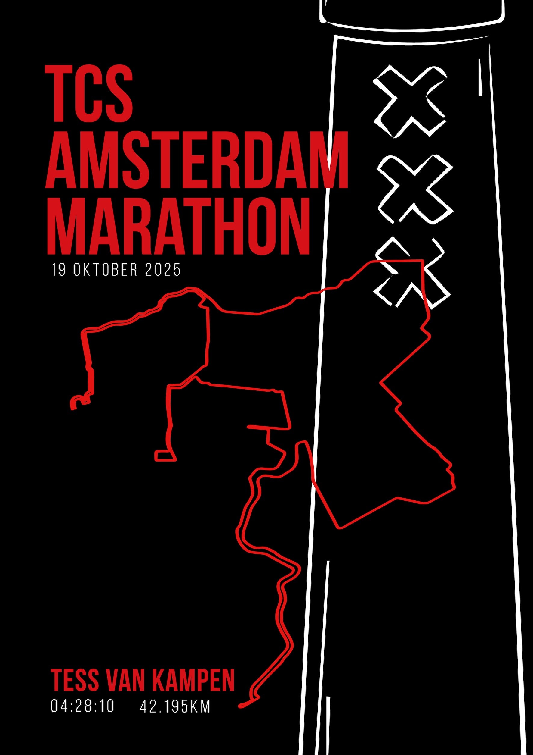 Amsterdam Marathon 2025 I Limited Edition Black I Poster