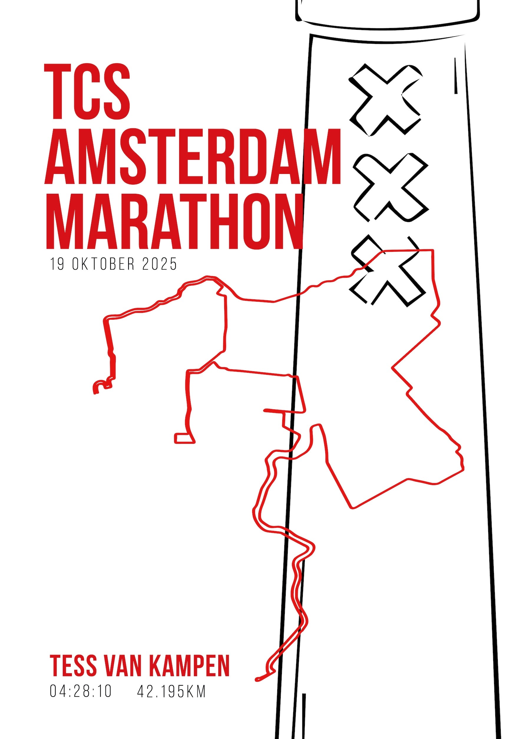 Amsterdam Marathon 2025 I Limited Edition White I Poster