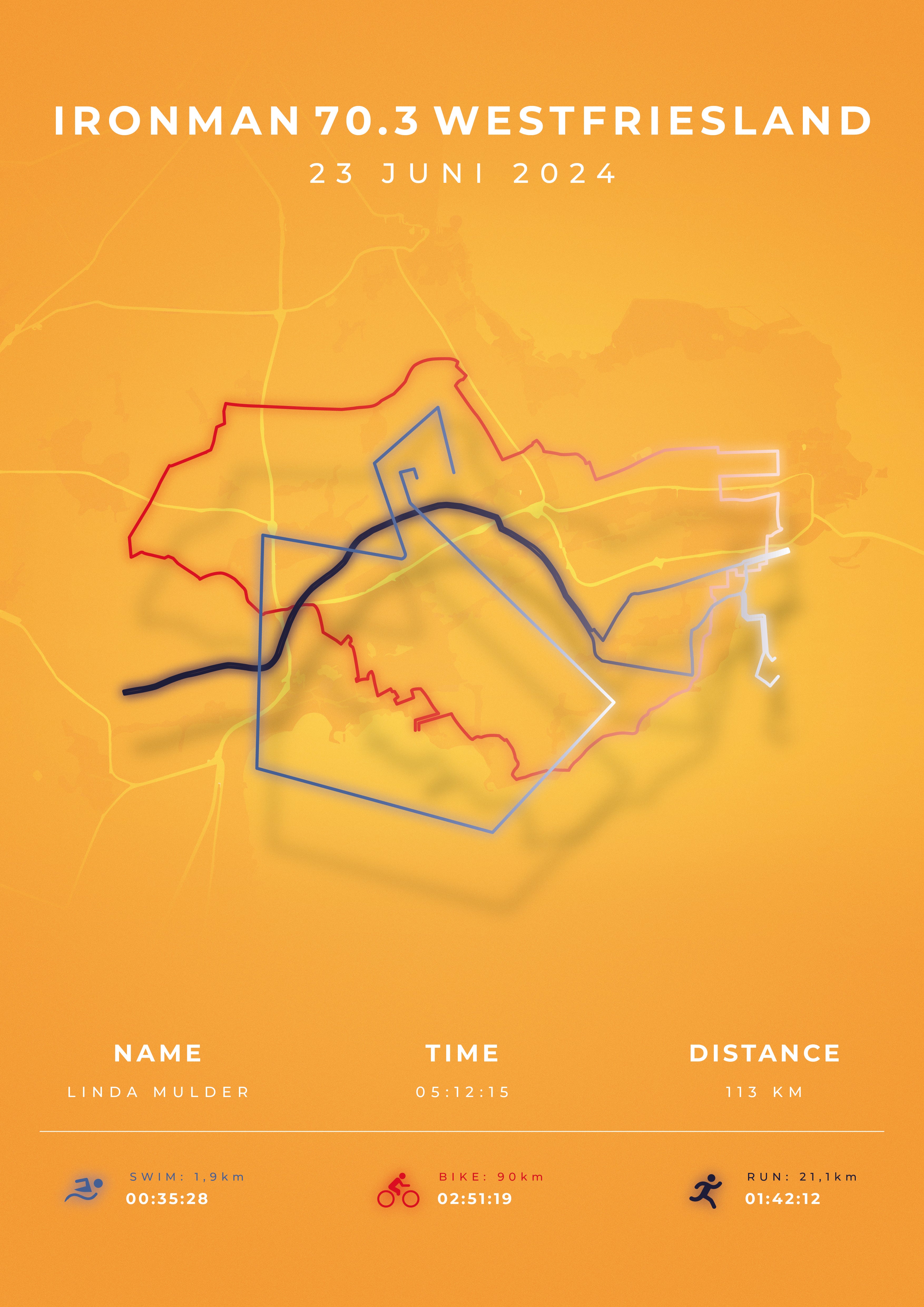 Ironman 70.3 Westfriesland - Modern Citymap - Poster