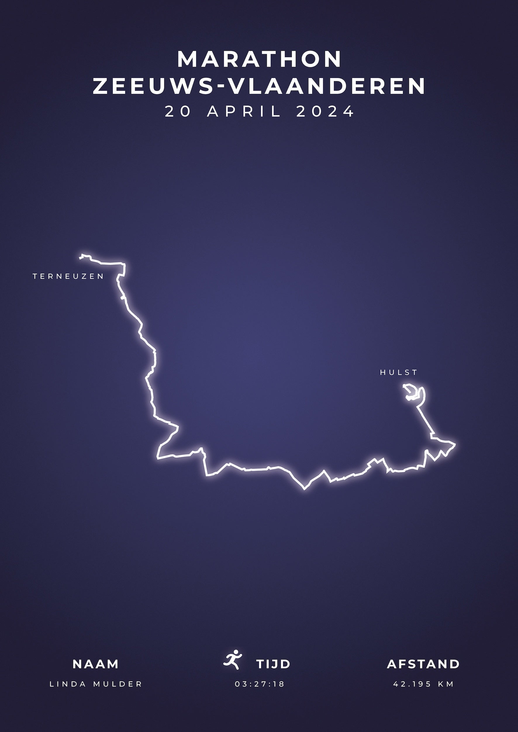 Marathon Zeeuws-Vlaanderen - Modern Citymap - Poster