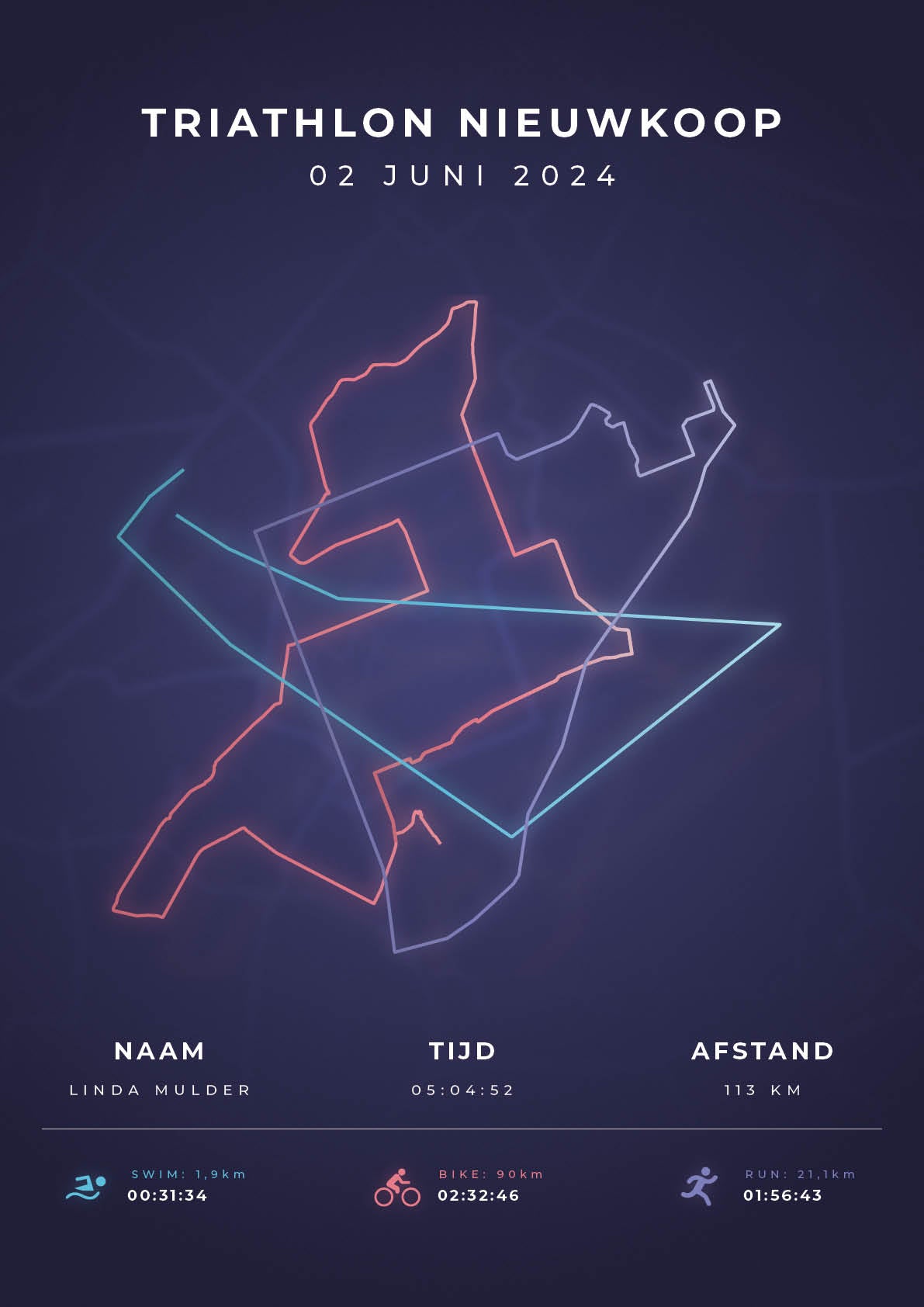 Triathlon Nieuwkoop - Modern Citymap - Poster