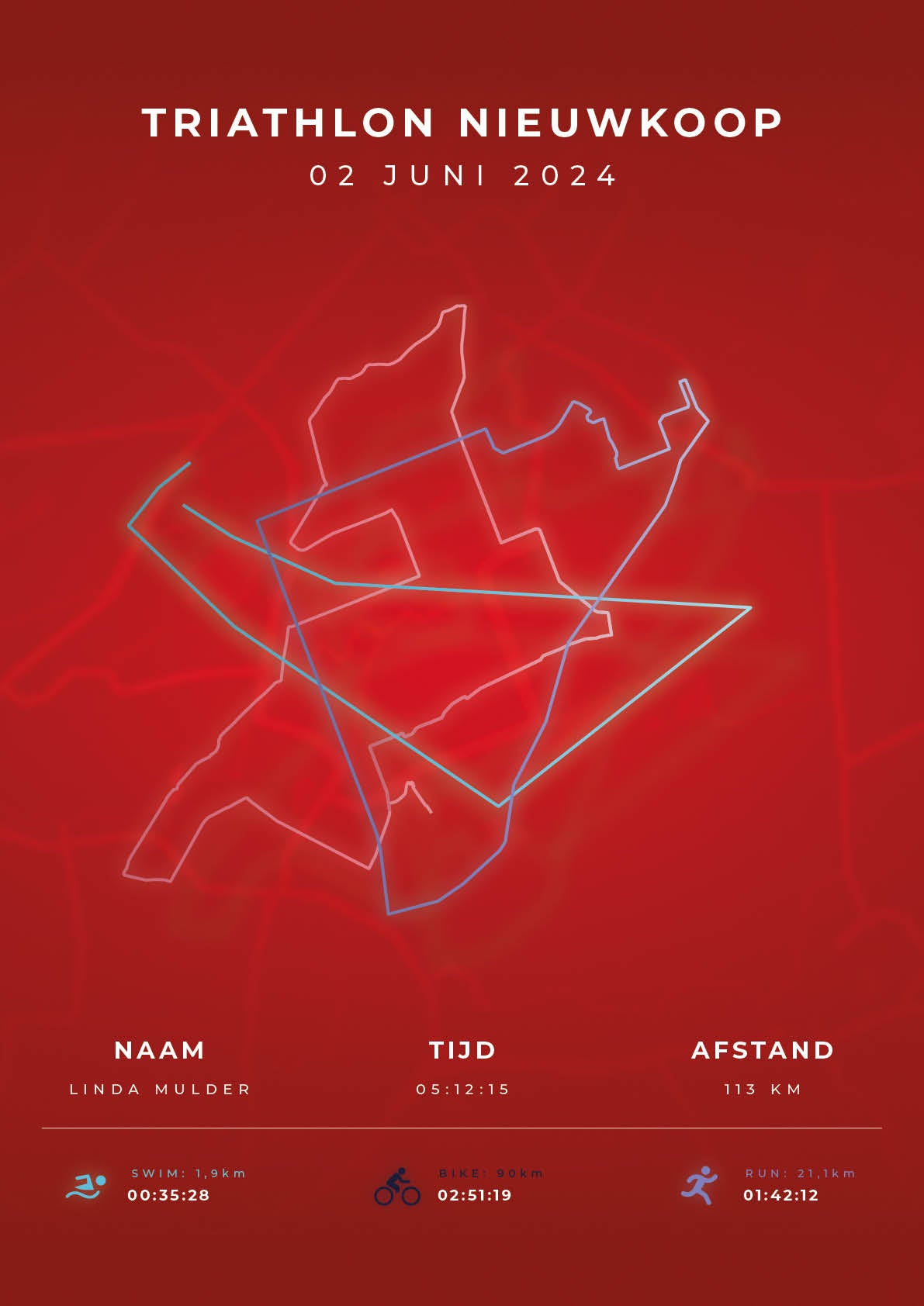 Triathlon Nieuwkoop - Modern Citymap - Poster
