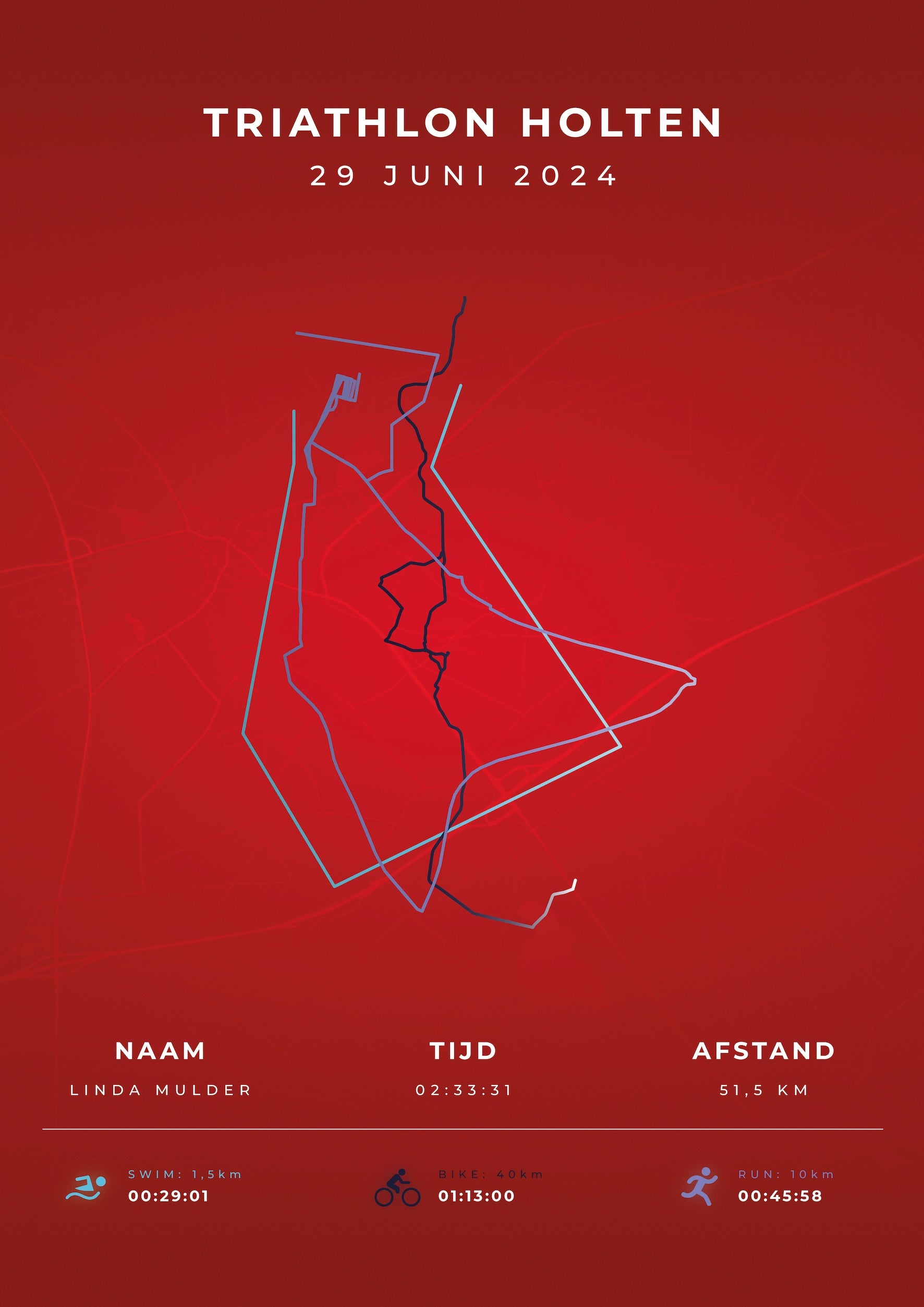 Triathlon Holten - Modern Citymap - Poster