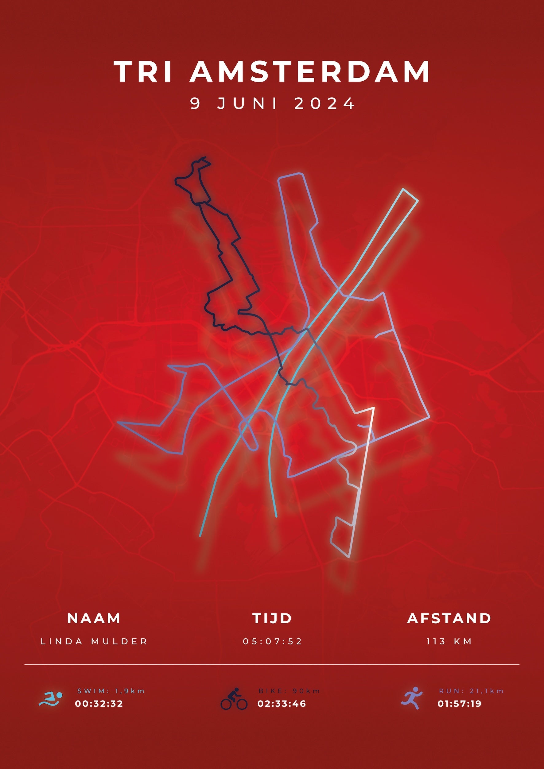 Tri Amsterdam - Modern Citymap - Poster