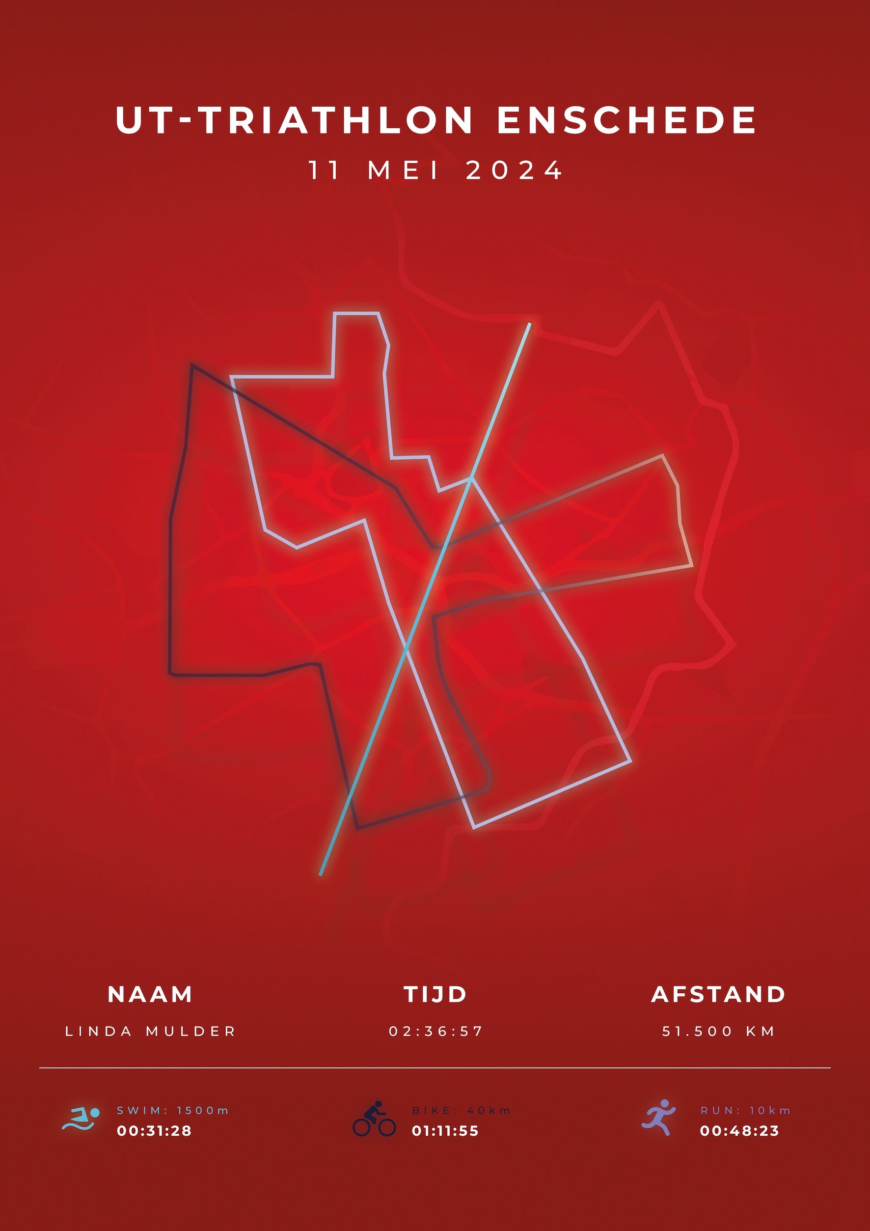 UT-Triathlon Enschede 2024 - Modern Citymap - Poster