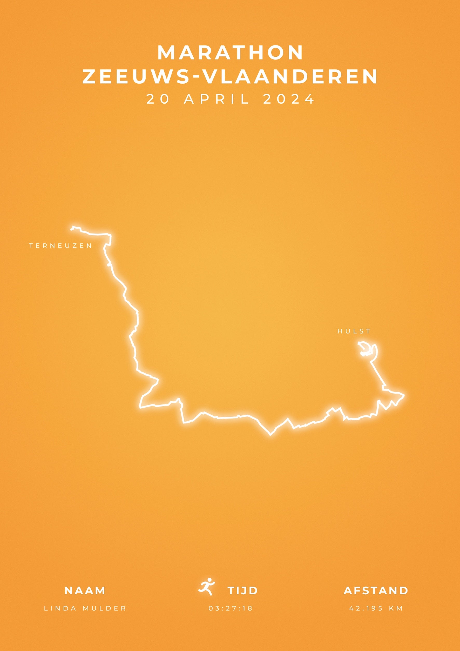 Marathon Zeeuws-Vlaanderen - Modern Citymap - Poster
