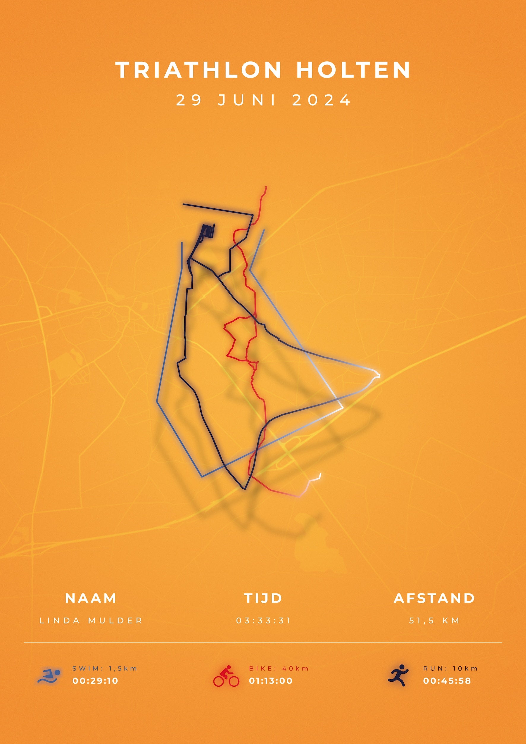 Triathlon Holten - Modern Citymap - Poster