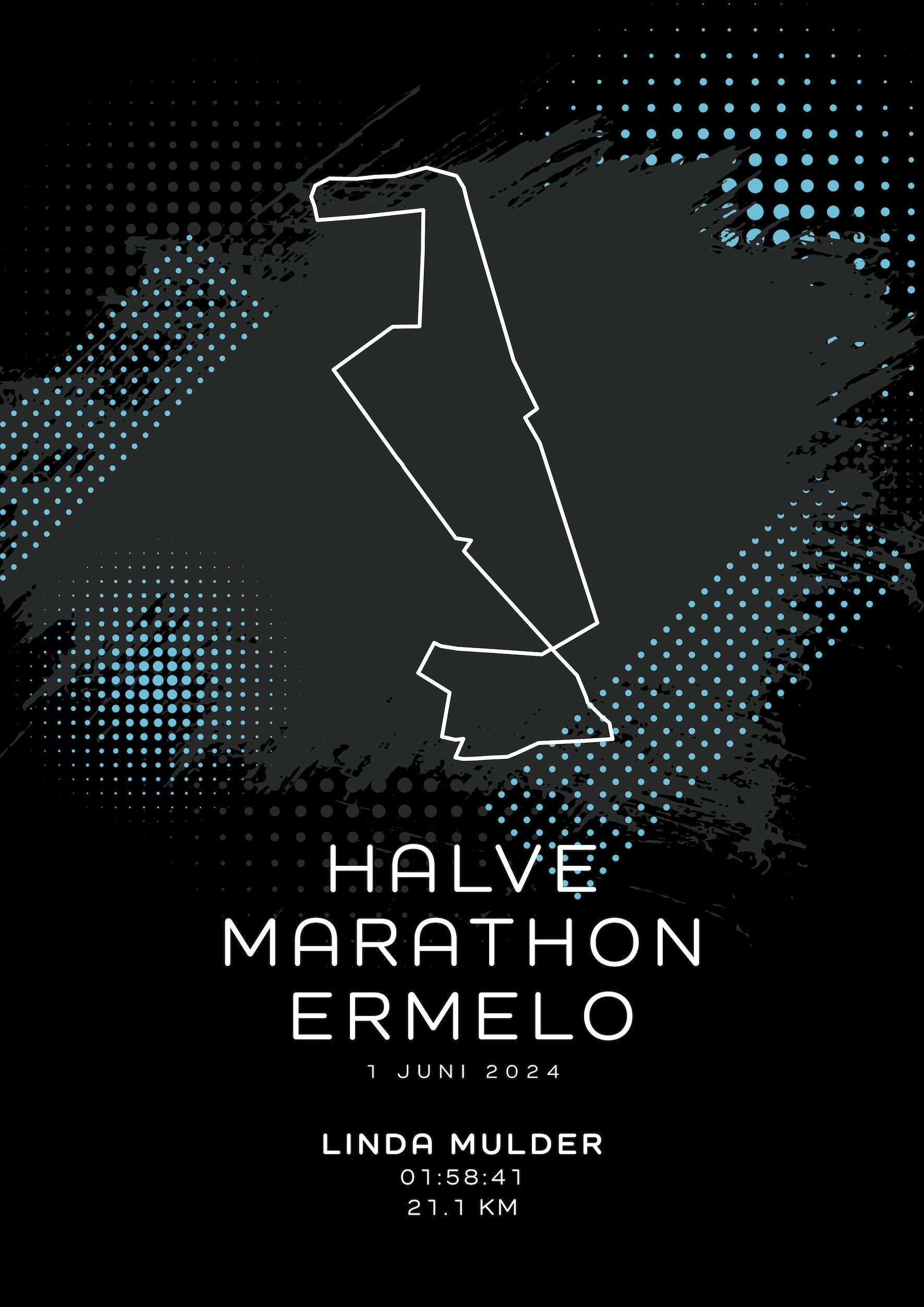 Halve Marathon Ermelo - Modern Dark - Poster