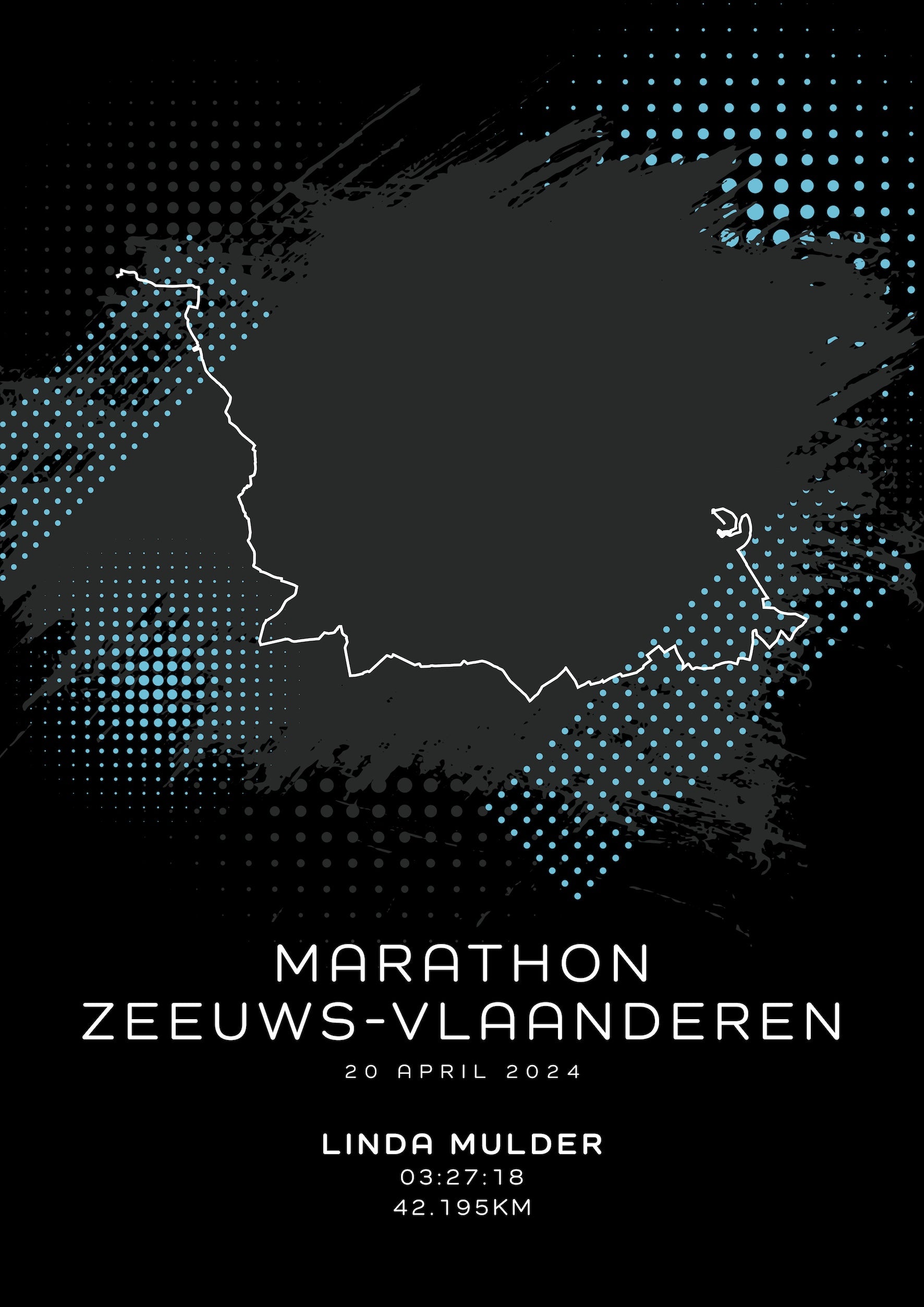 Marathon Zeeuws-Vlaanderen - Modern Dark - Poster