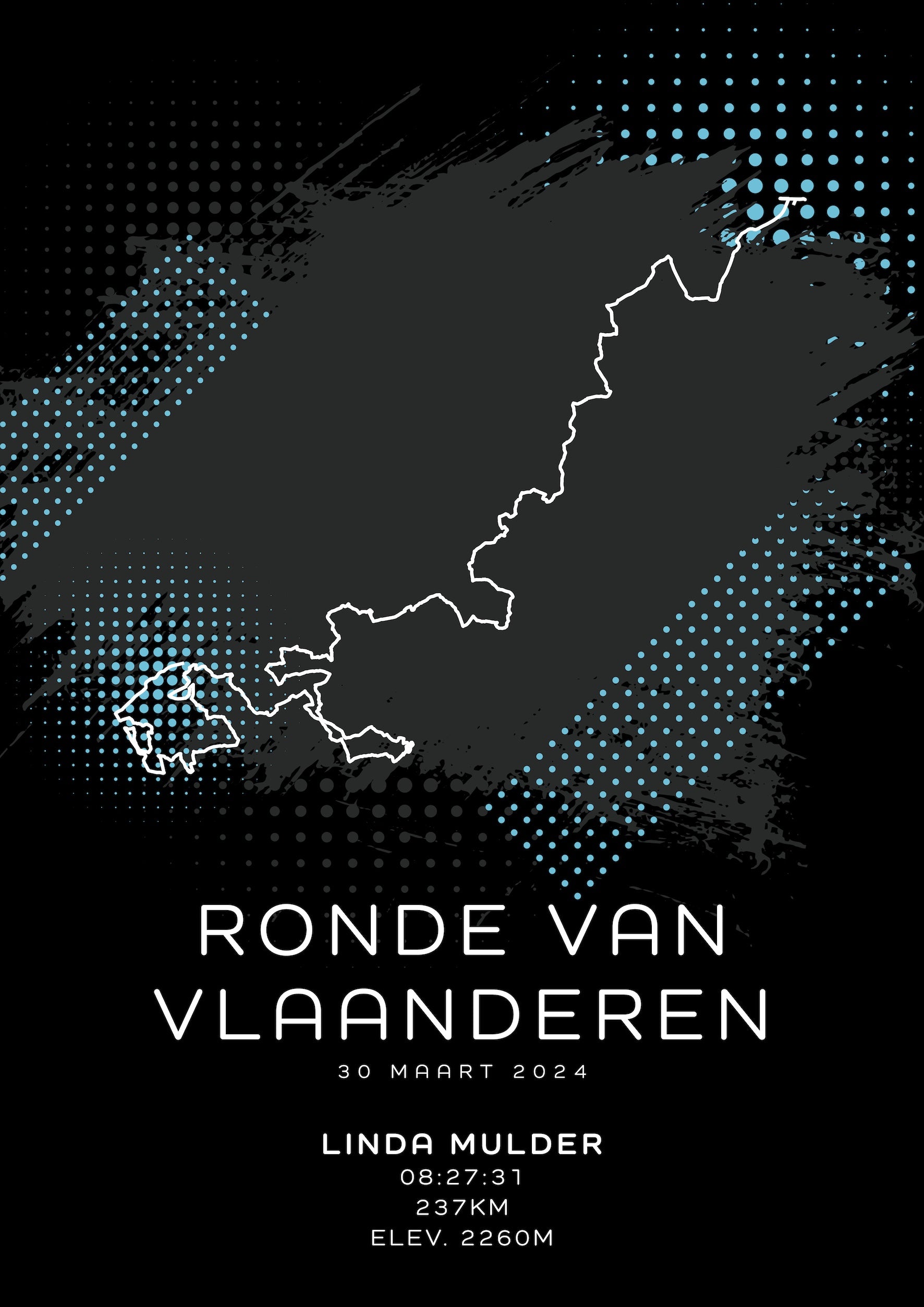 Ronde van Vlaanderen 237KM - Modern Dark - Poster