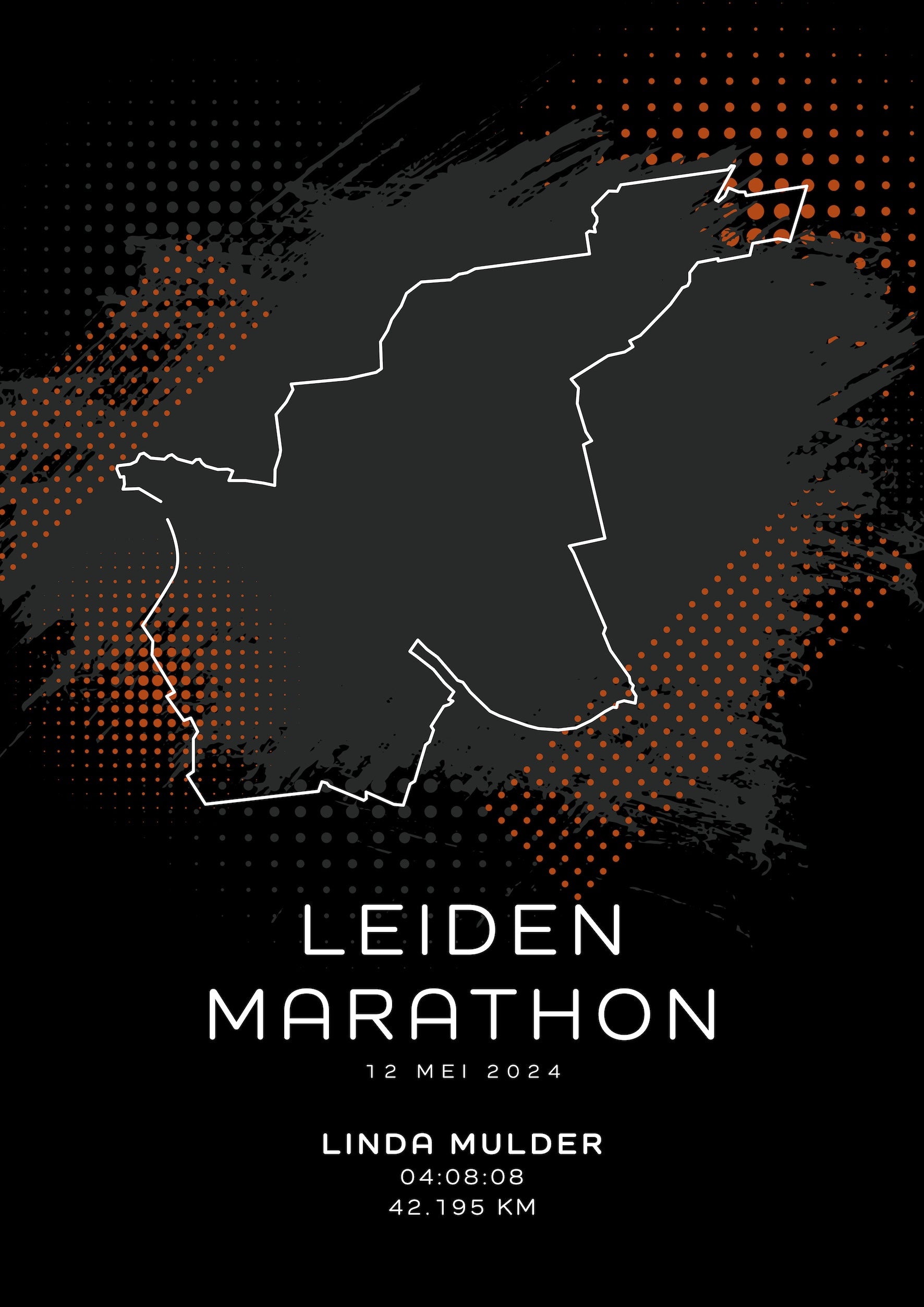 Leiden Marathon - Modern Dark - Poster