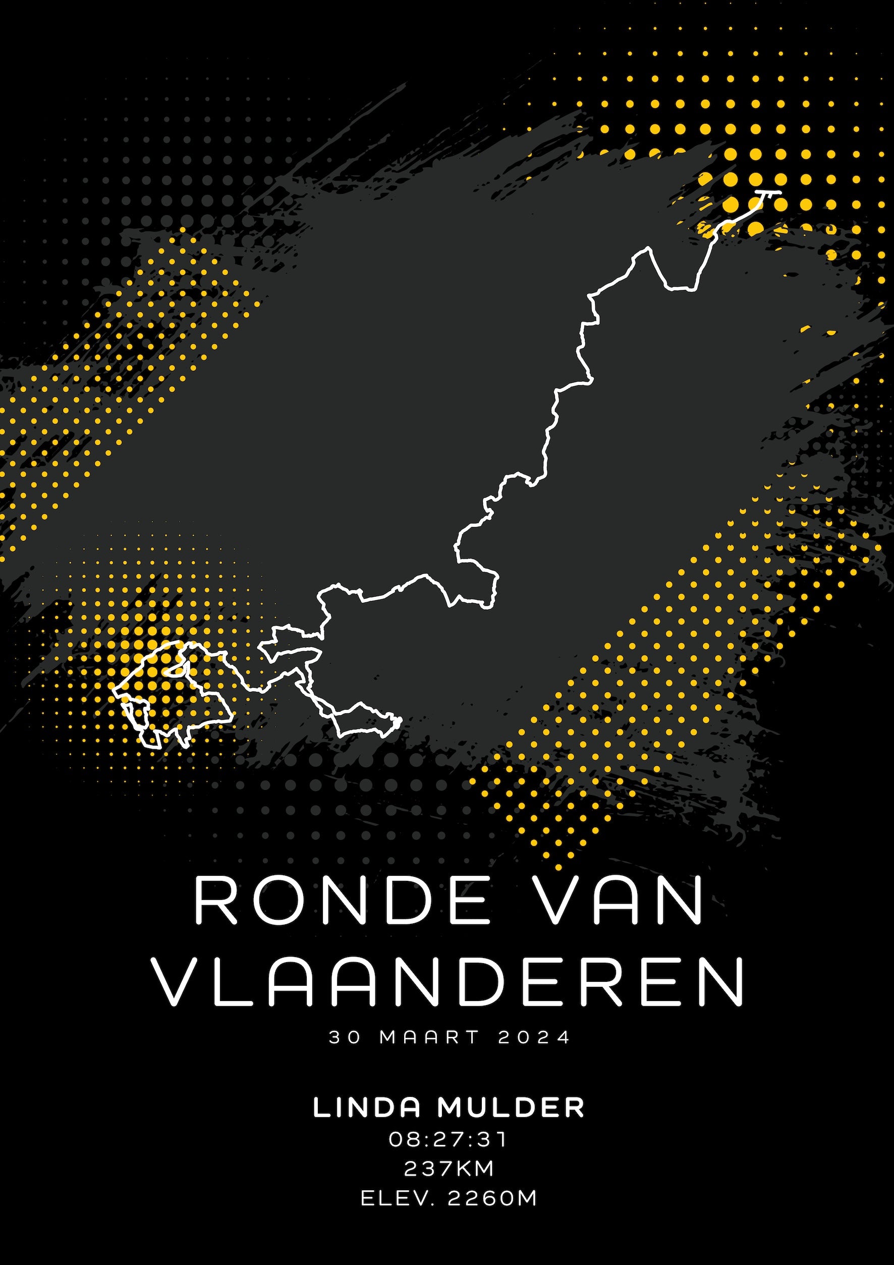 Ronde van Vlaanderen 237KM - Modern Dark - Poster