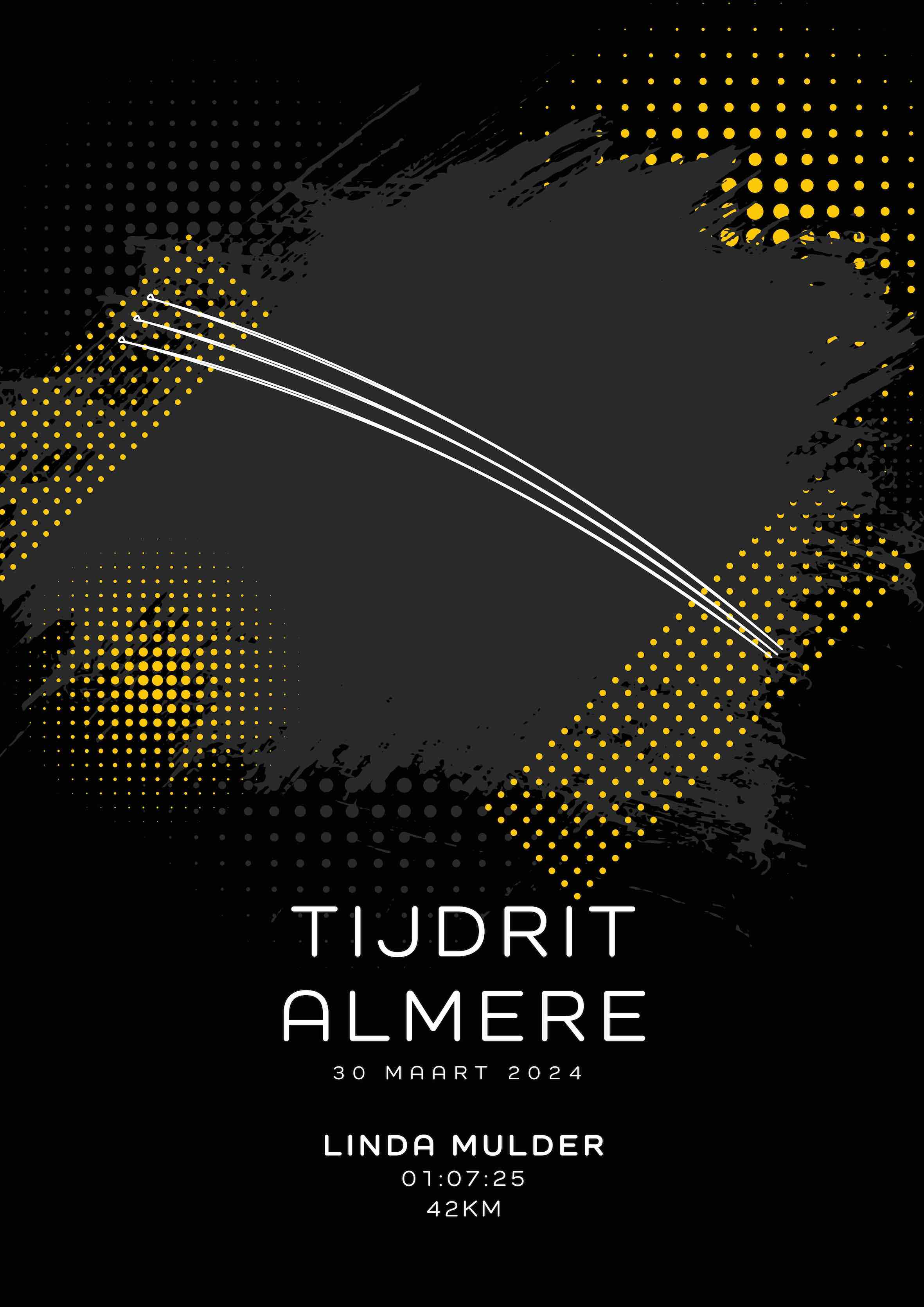 Tijdrit Almere 42KM - Modern Dark - Poster