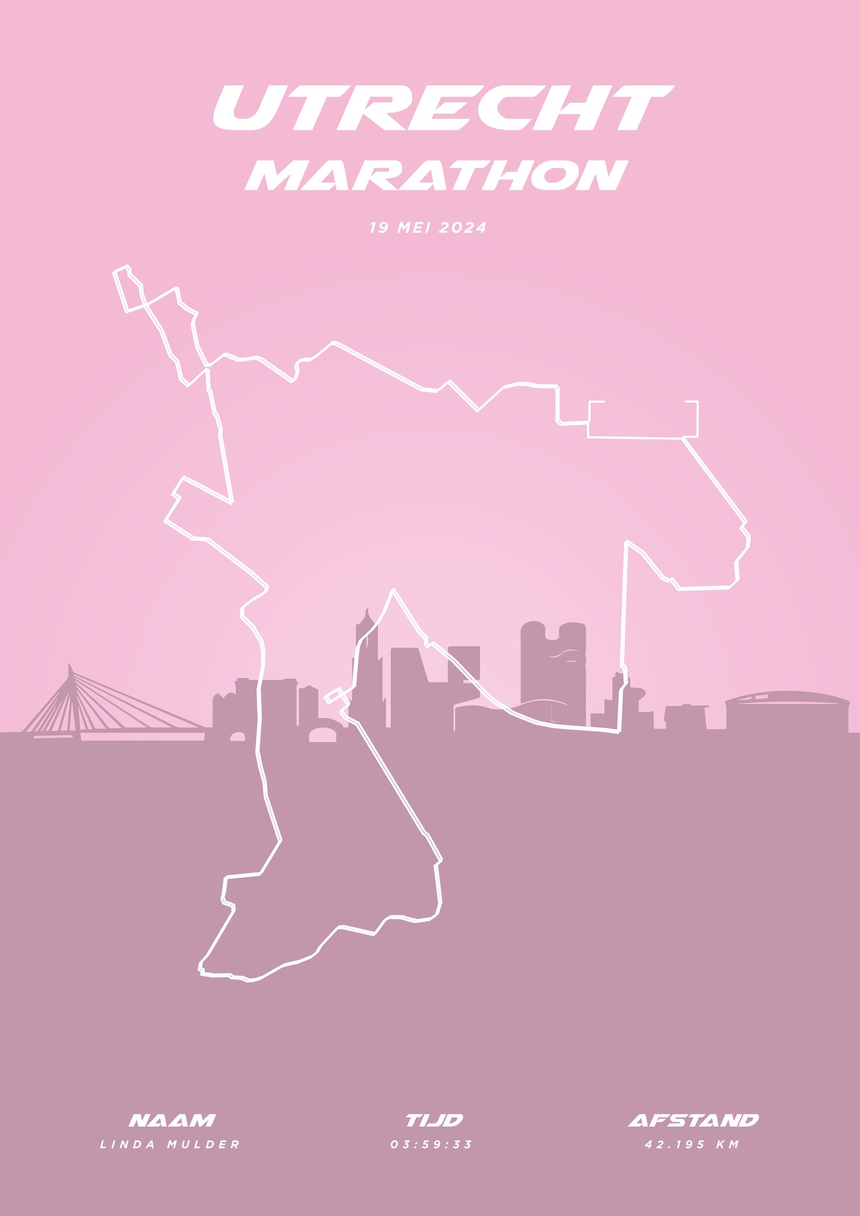 Utrecht Marathon - Pastel Skyline - Poster