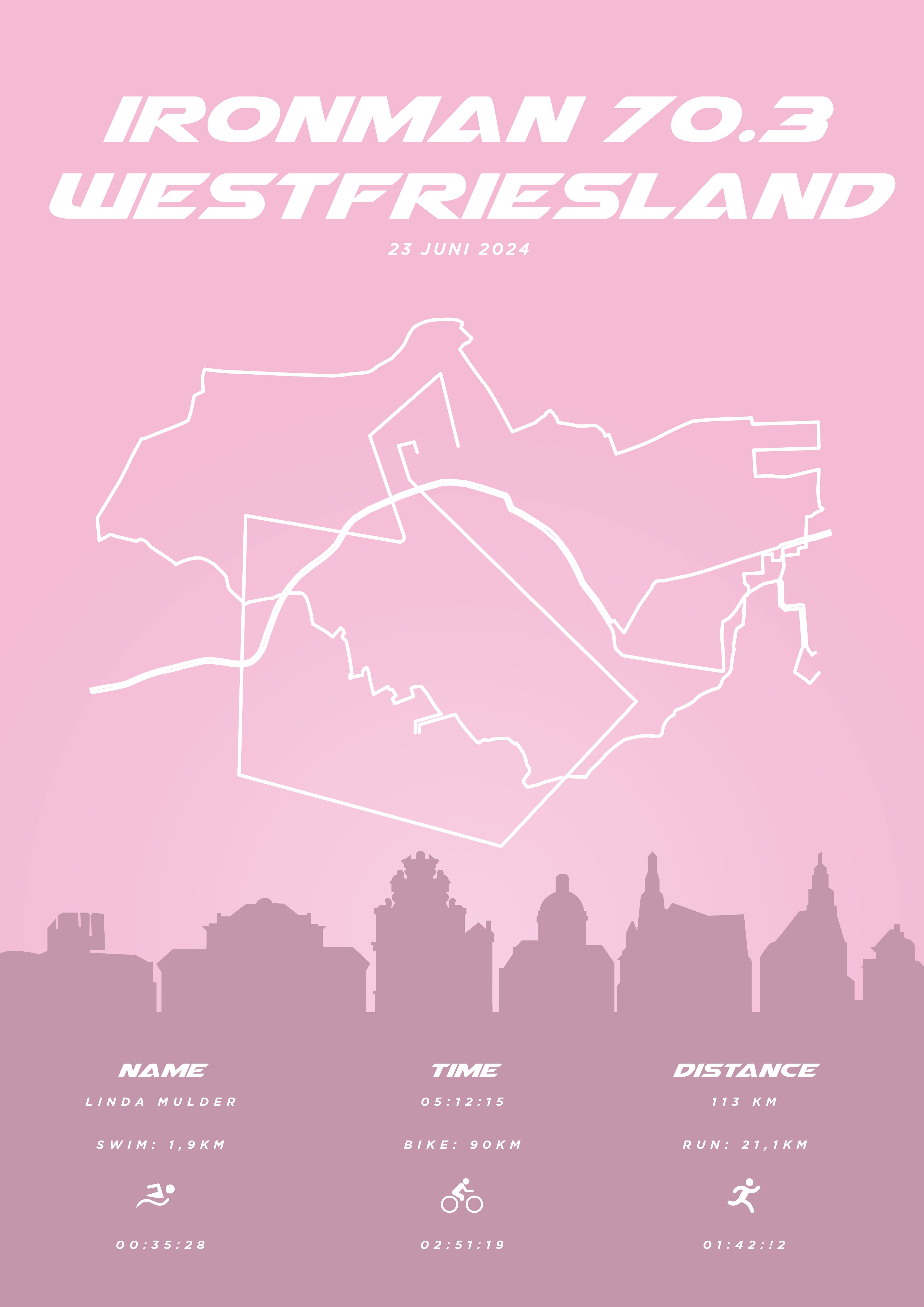 Ironman 70.3 Westfriesland - Pastel Skyline - Poster