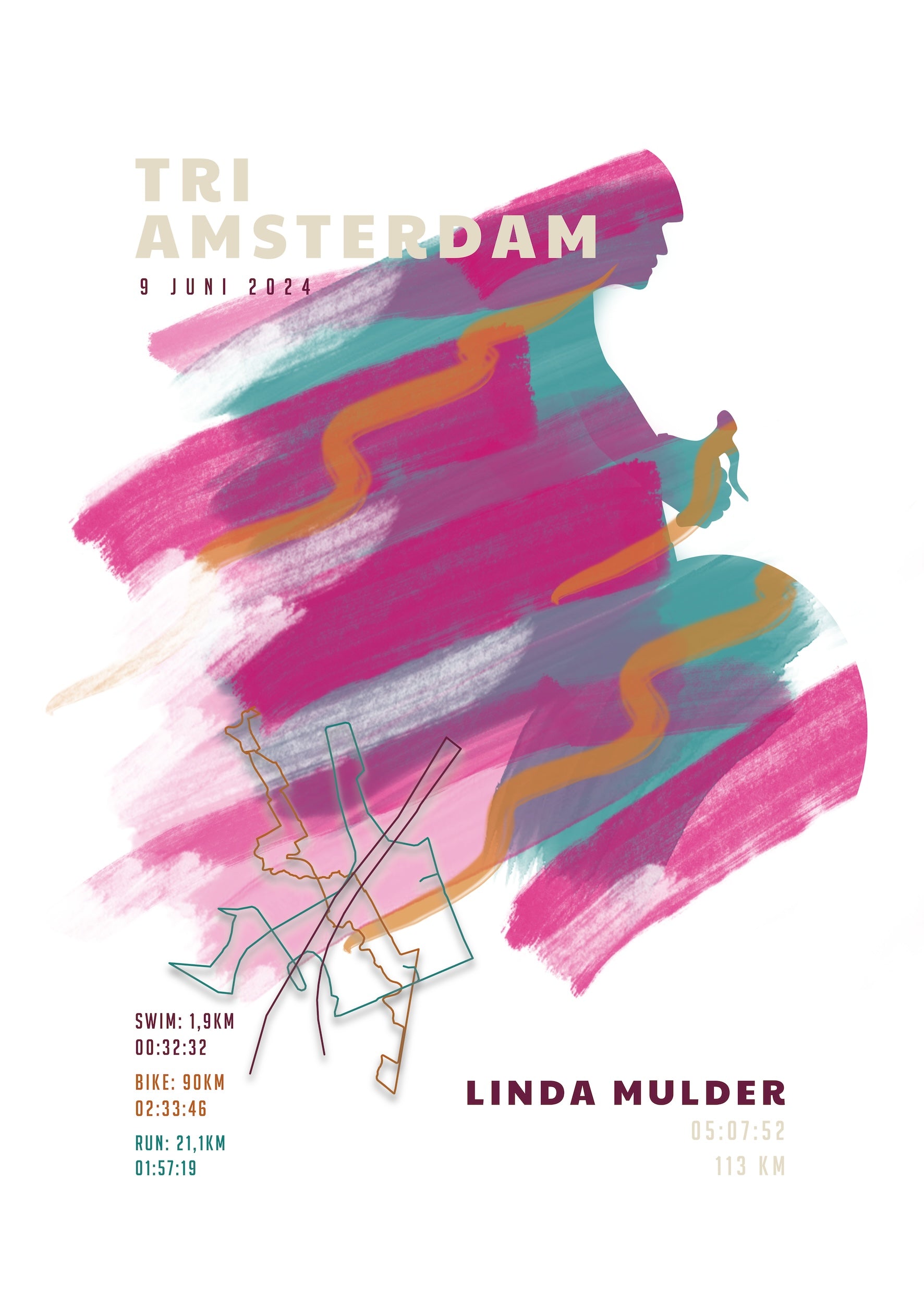 Tri Amsterdam - Sportive Art - Poster