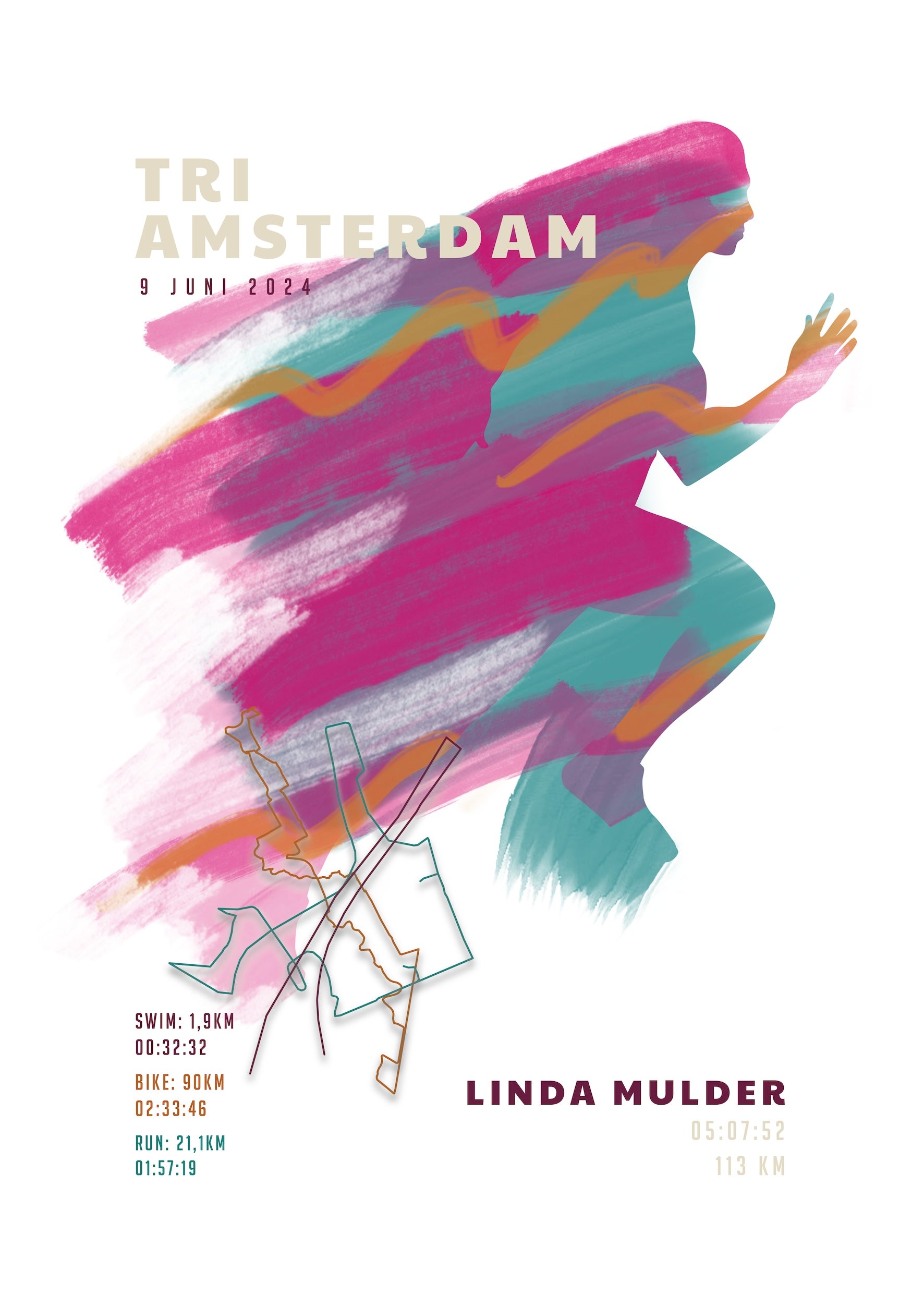 Tri Amsterdam - Sportive Art - Poster