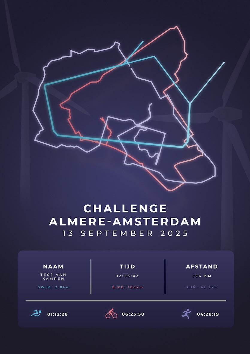 Poster met naam I Challenge Almere-Amsterdam 2025 I Stylish Landmark