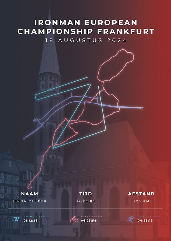 Poster met naam I Ironman European Championship Frankfurt 2024 I Stylish Landmark