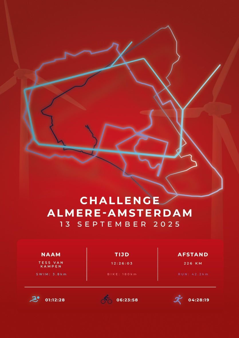 Poster met naam I Challenge Almere-Amsterdam 2025 I Stylish Landmark