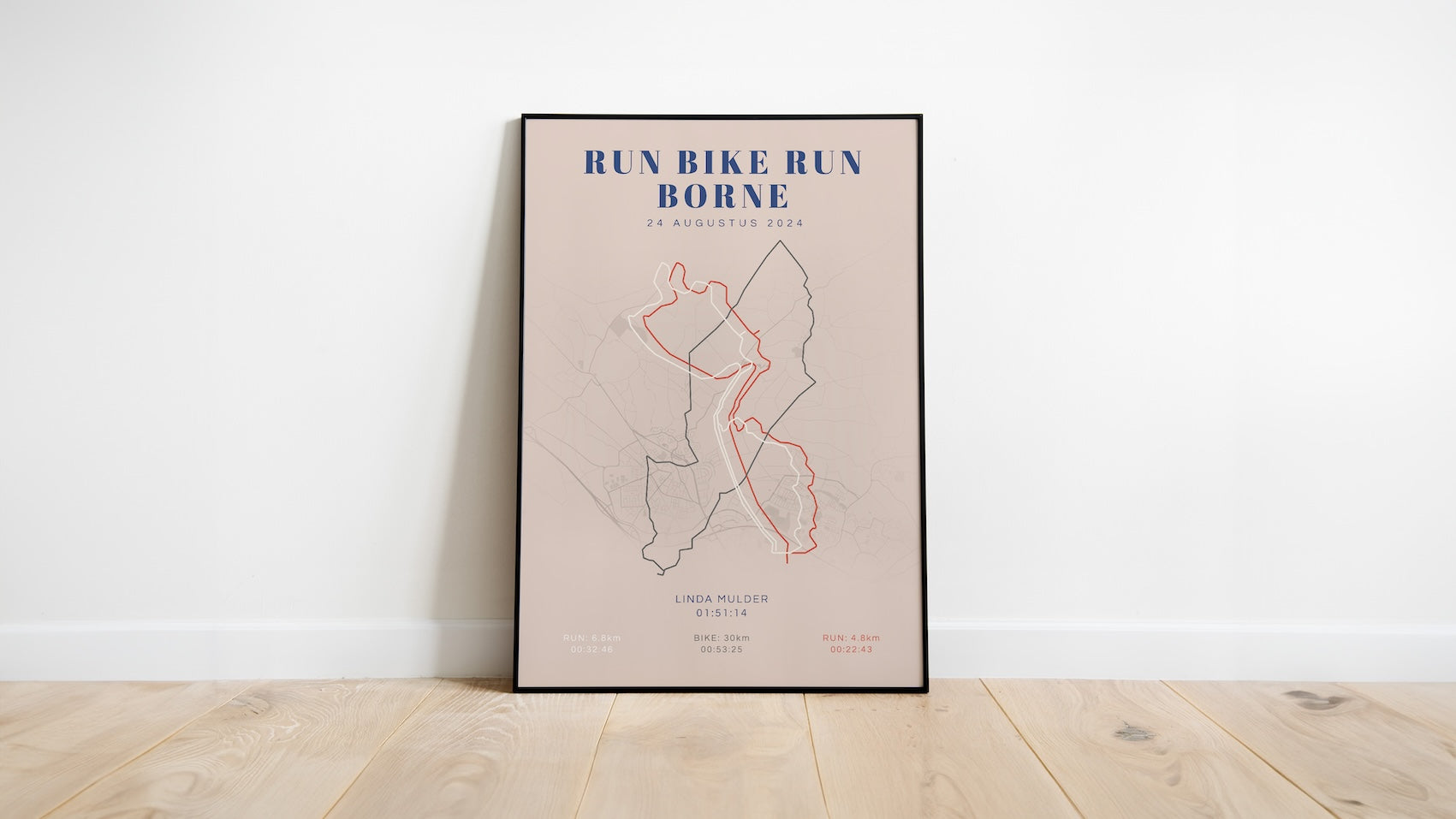 Poster met naam I Run Bike Run Borne 2024 I Classic Citymap