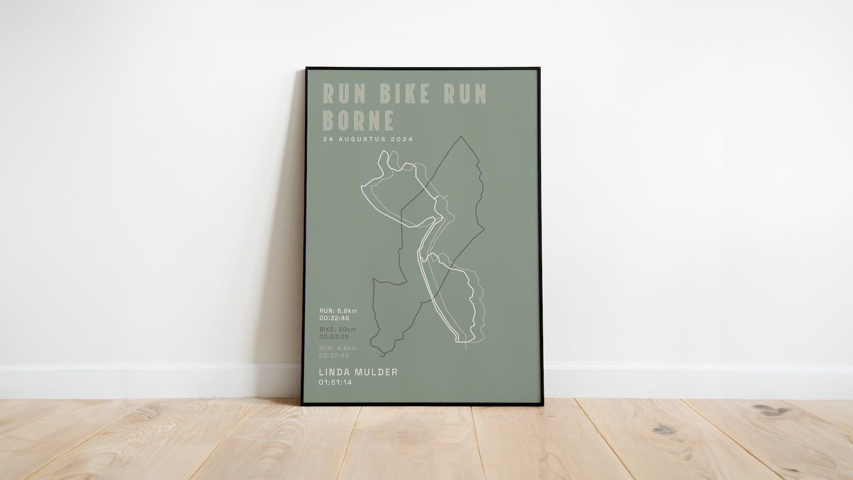 Poster met naam I Run Bike Run Borne 2024 I Classic Solid