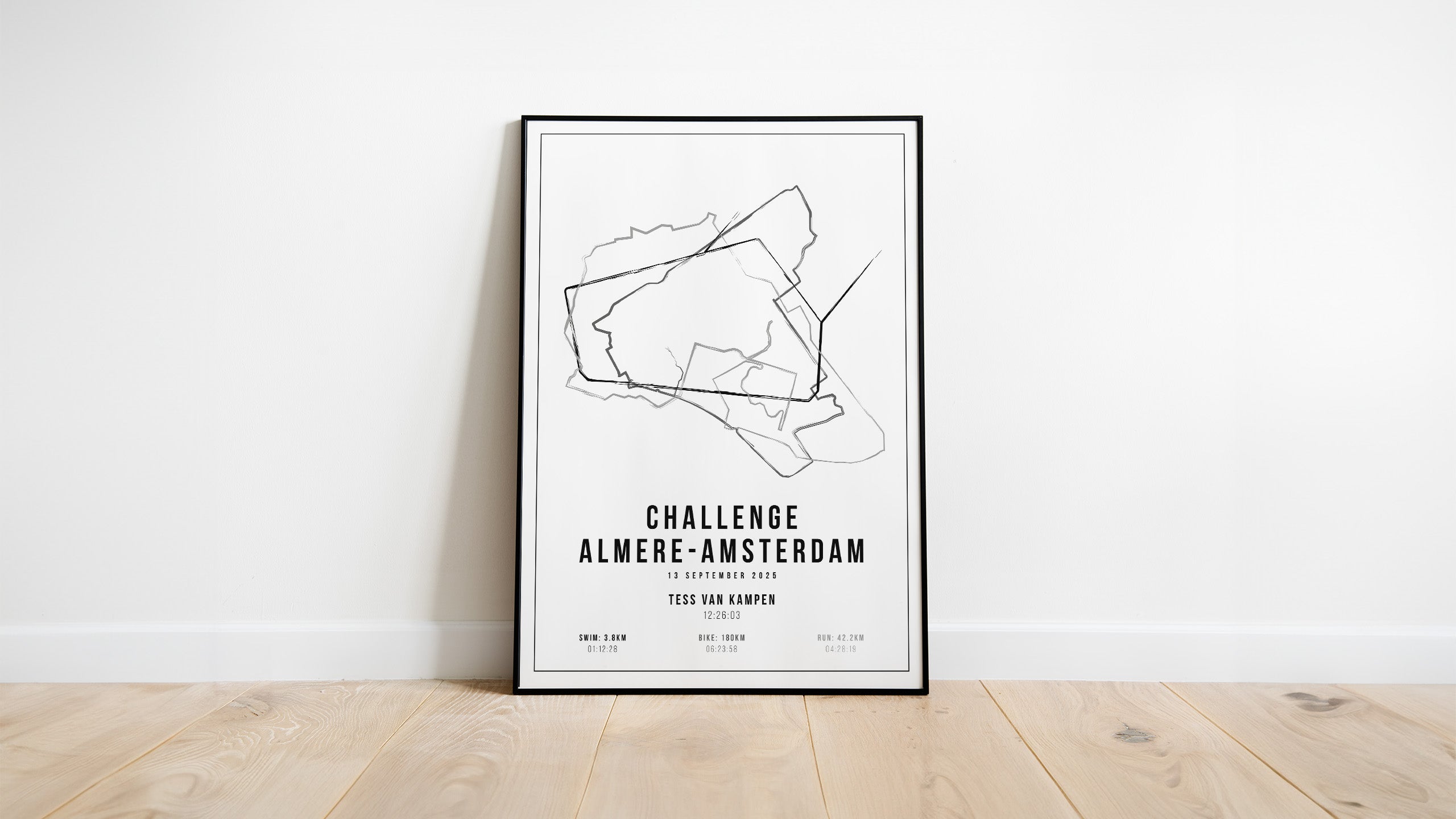 Poster met naam I Challenge Almere-Amsterdam 2025 I Handmade Drawing
