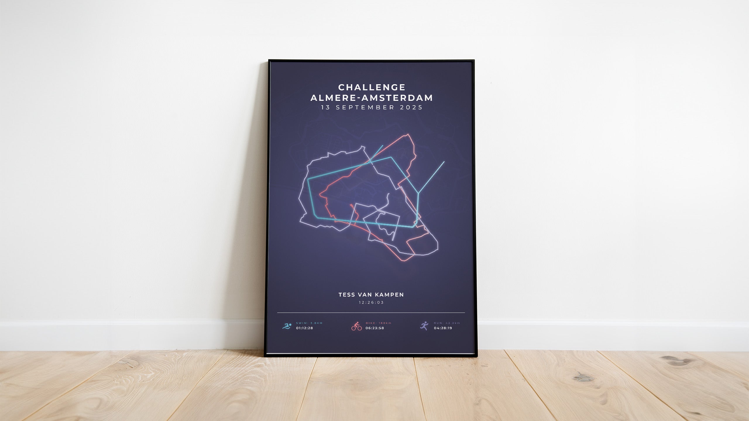 Poster met naam I Challenge Almere-Amsterdam 2025 I Modern Citymap